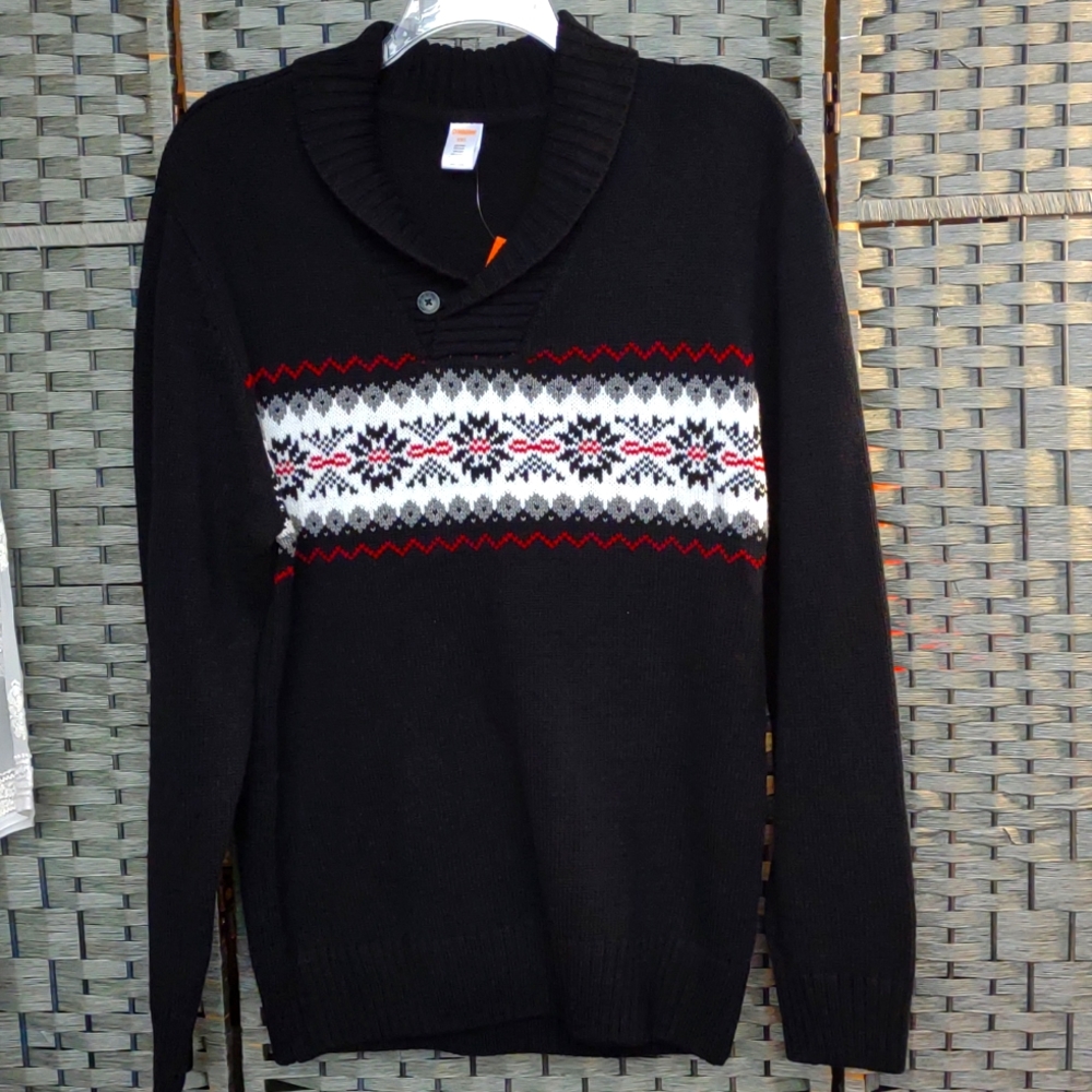 Sweater Pullover Black Gymboree Snowflake Men size XXL New